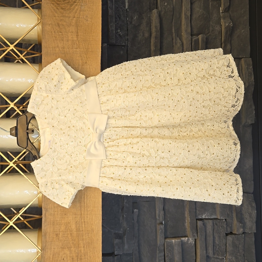24 month girls special occasion ivory fancy lace dress